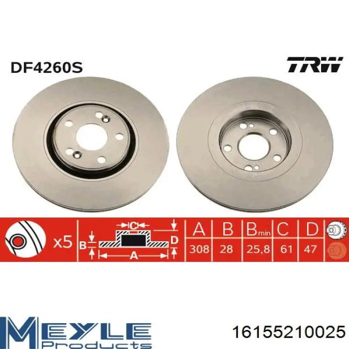 16-15 521 0025 Meyle диск тормозной передний