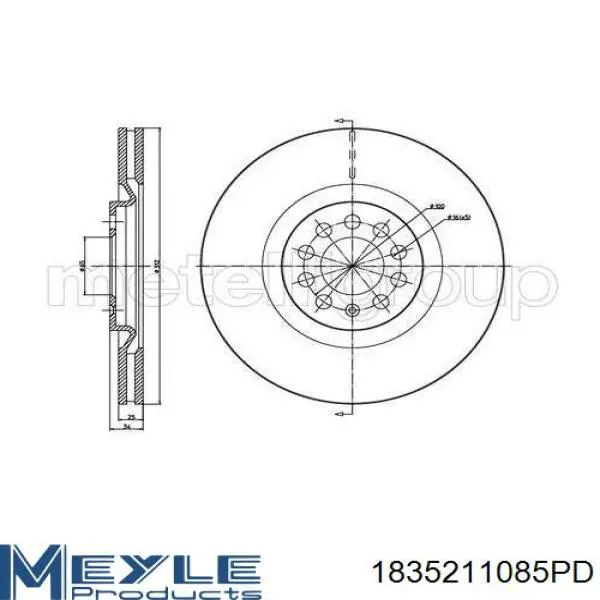 Передний тормозной диск Maxgear 190974SPORT