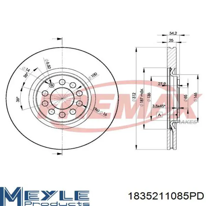 190974SPORT Maxgear Диск тормозной передний