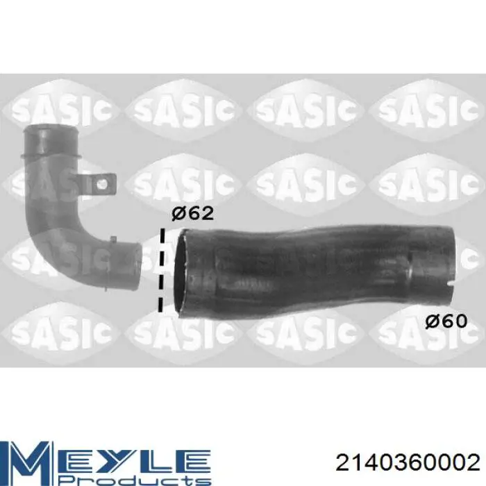 Tubo flexible de aire de sobrealimentación inferior derecho 2140360002 Meyle