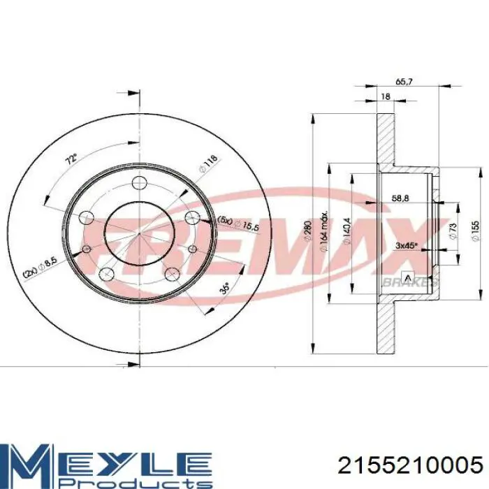 Передние тормозные диски RT1292 Rotinger