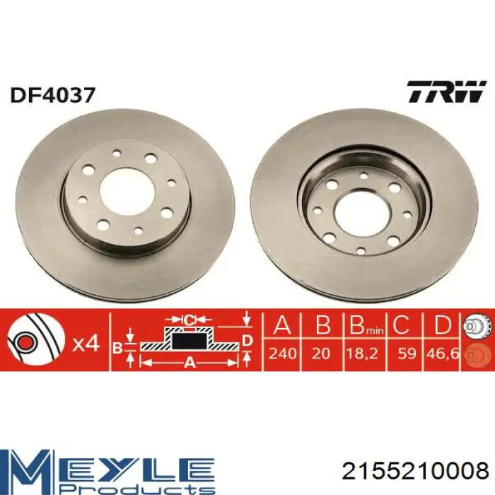 Передние тормозные диски 1050152 AYD