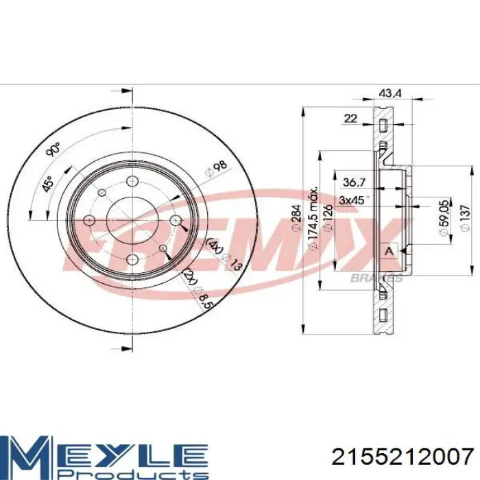 Передние тормозные диски 9493975 Brembo