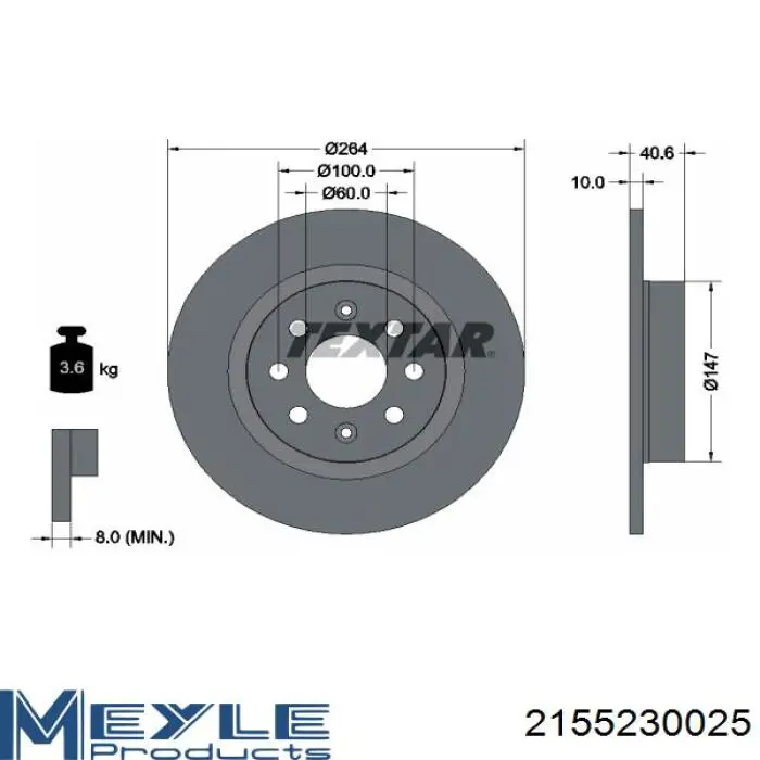 Задний дисковый тормоз Opel 95526493