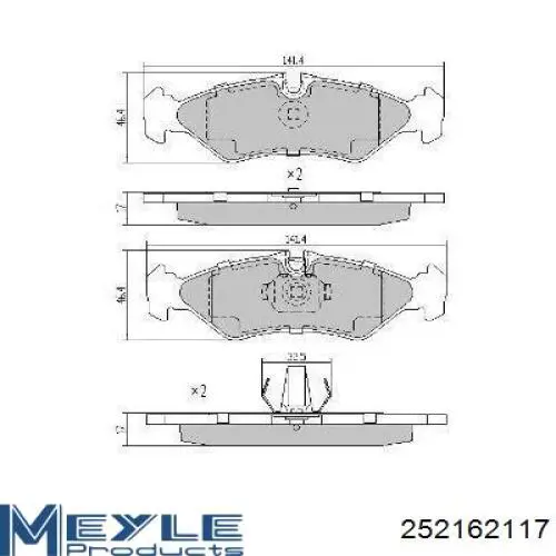 Задние тормозные колодки 252162117 Meyle