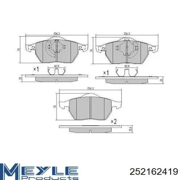Купить 252162419 Meyle Колодки тормозные