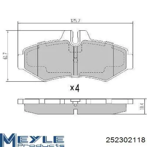 Задние тормозные колодки 252302118 Meyle