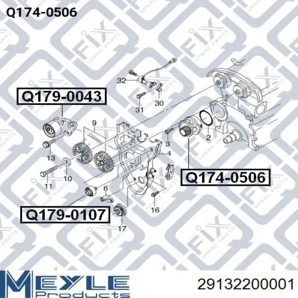 Помпа охлаждения Meyle 29132200001 цена, от 33.03 USD