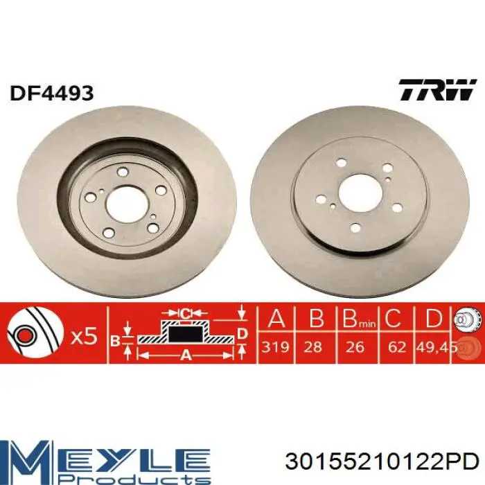 Передние тормозные диски 192283 Maxgear