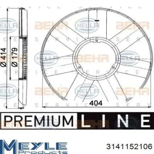 Вентилятор/крыльчатка радиатора охлаждения Meyle 3141152106 цена, от 17.56 USD