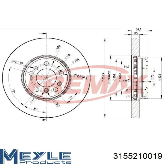Тормоз дисковый передний Aplus 61610AP цена, от 59.47 USD