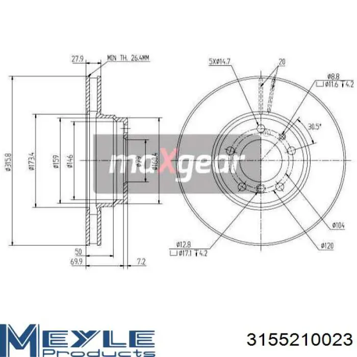 Передние тормозные диски B2411V LPR