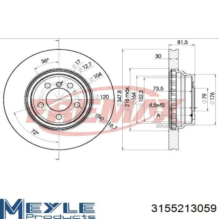 Купить 3155213059 Meyle Ротор тормозной