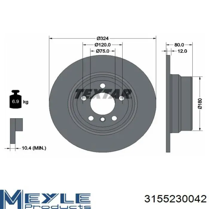 Тормозные диски 3155230042PD Meyle