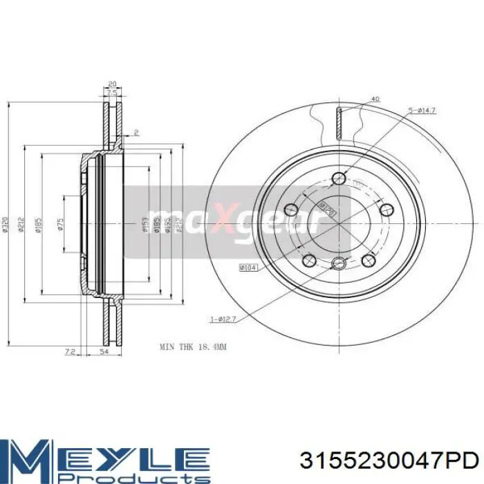 Купить 191311SPORT Maxgear Диск тормозной задний