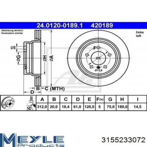 34212227177 BMW Дисковый тормоз