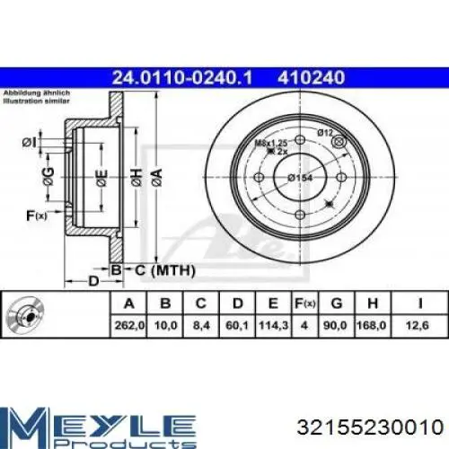 Тормозные диски 32155230010 Meyle