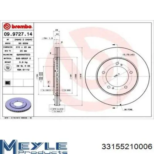 Передние тормозные диски 190960 Maxgear