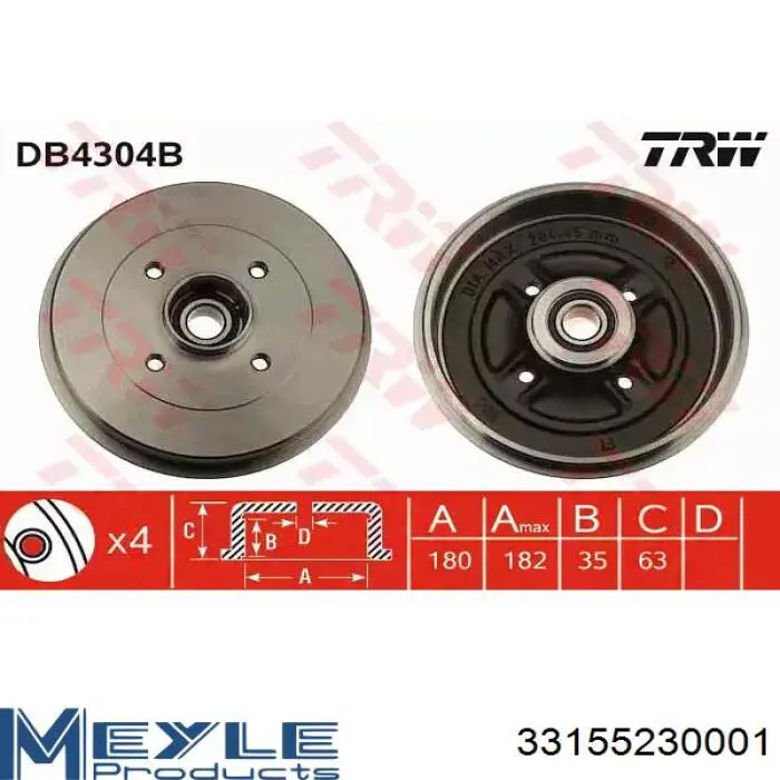 33155230001 Meyle Тормозной барабан