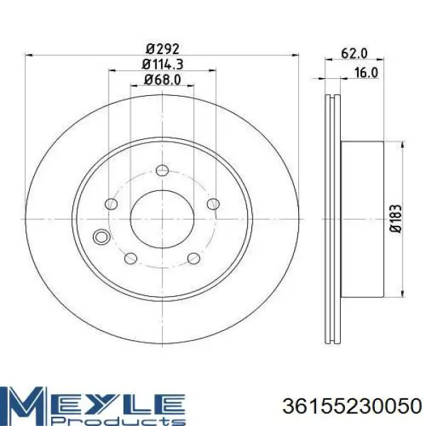 Тормозные диски 36155230050 Meyle