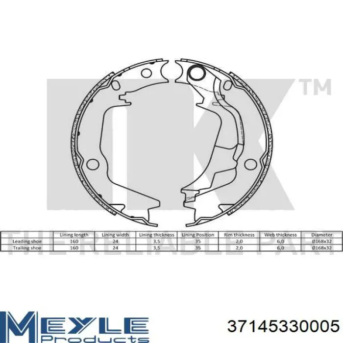 Тормозные колодки стояночного тормоза Meyle 37145330005 цена, от 29.91 USD