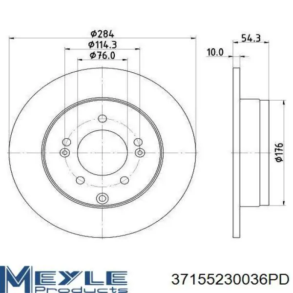 Тормозные диски 37155230036PD Meyle