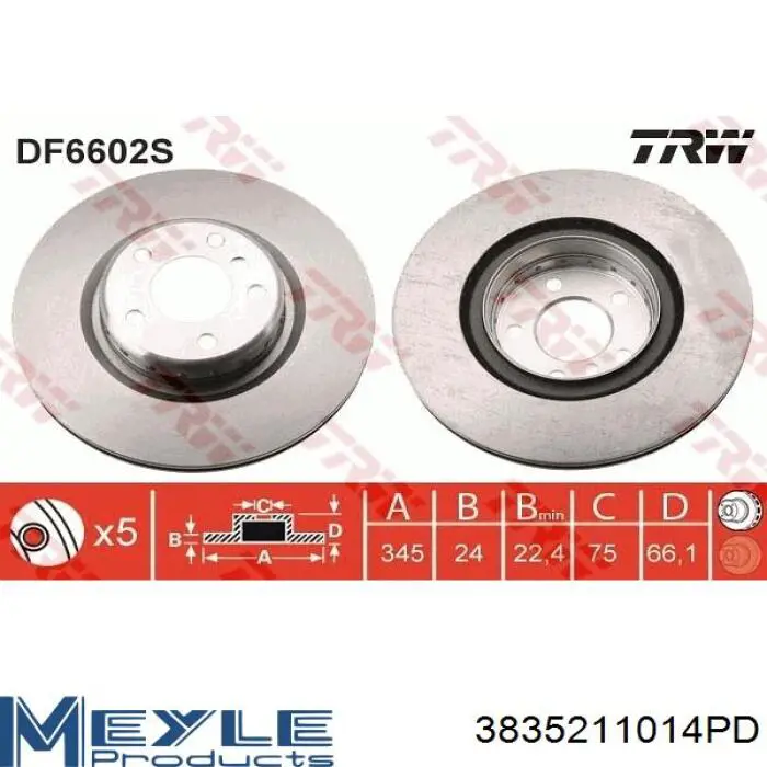 Тормоз дисковый передний Blue Print ADB114375 цена, от 102.08 USD