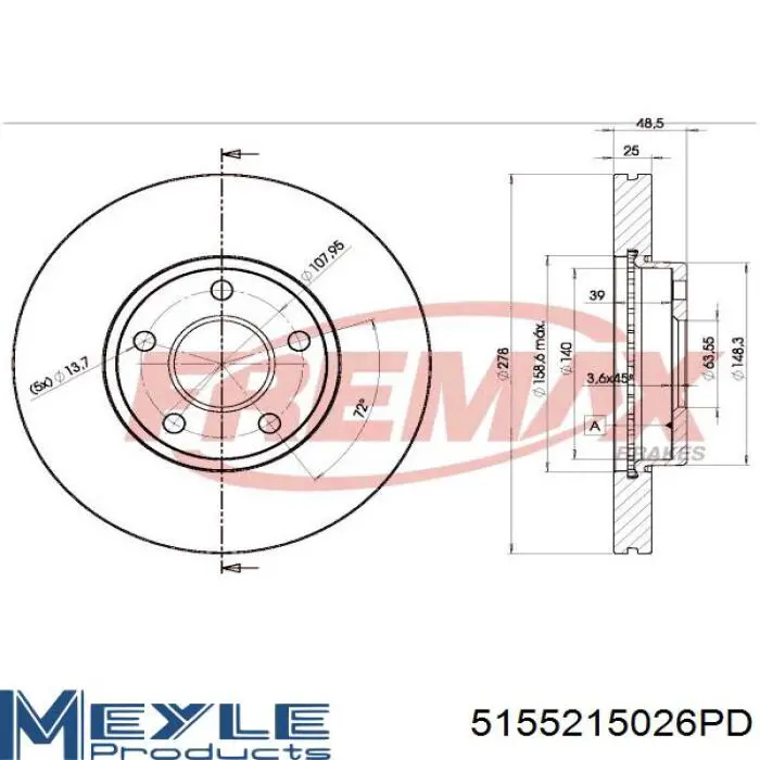 Передние тормозные диски AV611125DB Ford