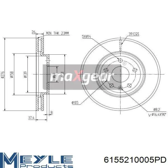 Передний тормозной диск Optimal BS8312HC