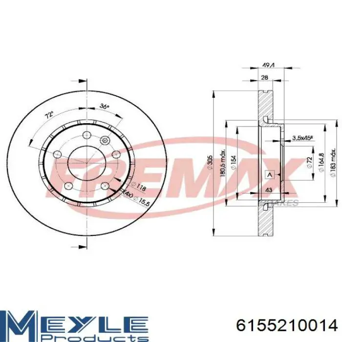 Передние тормозные диски 562241JC Jurid/Bendix