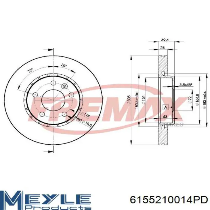 Передние тормозные диски 7701260845 Renault (RVI)