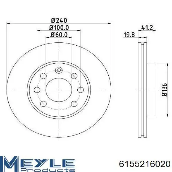 Передний тормозной диск Opel 0569021
