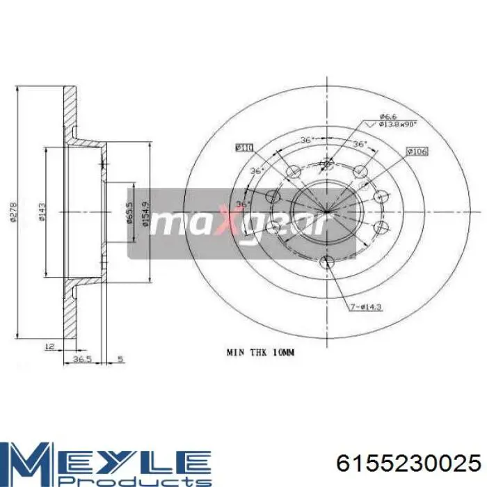 Задний дисковый тормоз General Motors 569115