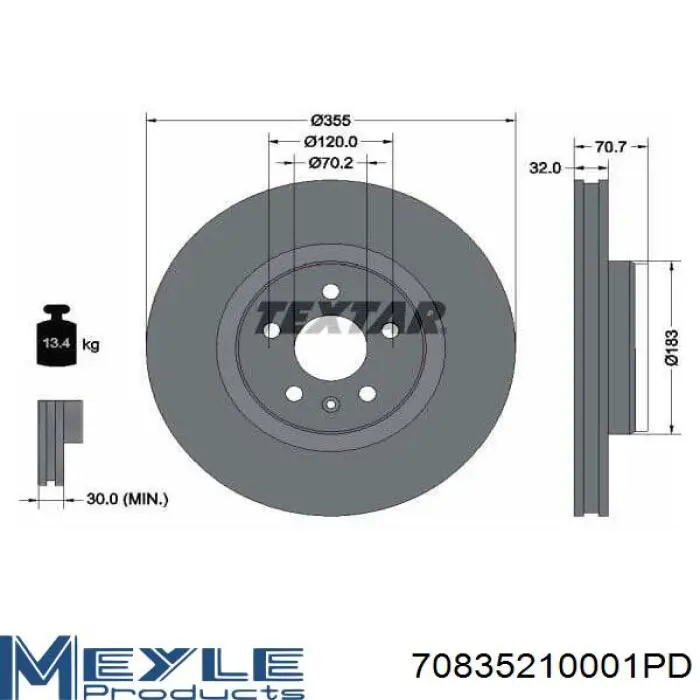 Купить 70835210001PD Meyle Ротор тормозной