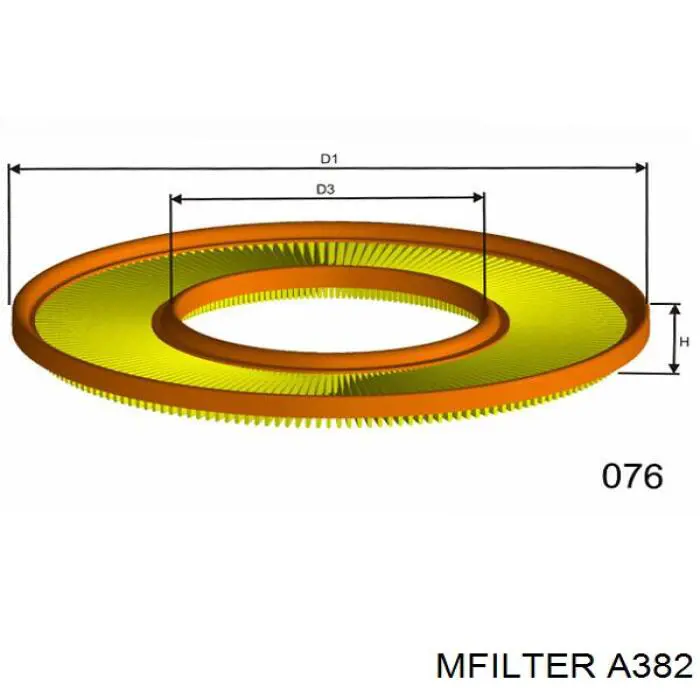 Filtro de aire A382 Mfilter