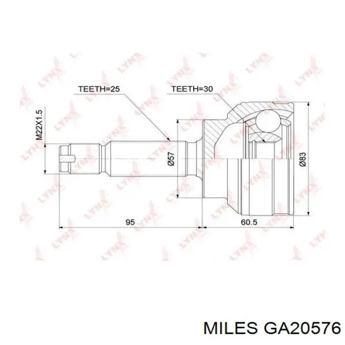 GA20576 Miles junta homocinética externa dianteira