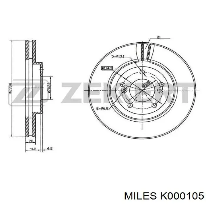 Передние тормозные диски K000105 Miles