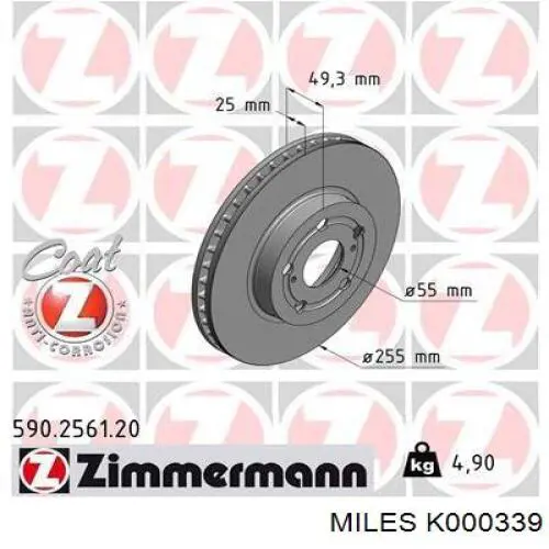 Передние тормозные диски K000339 Miles