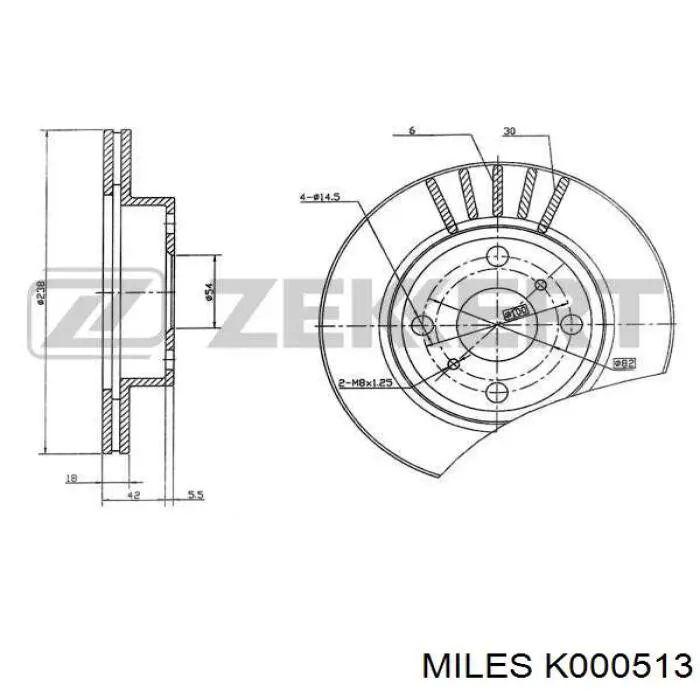 Передние тормозные диски K000513 Miles