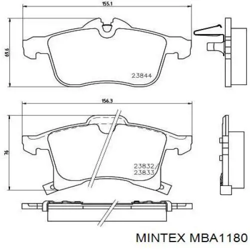 MBA1180 Mintex комплект пружинок крепления дисковых колодок передних