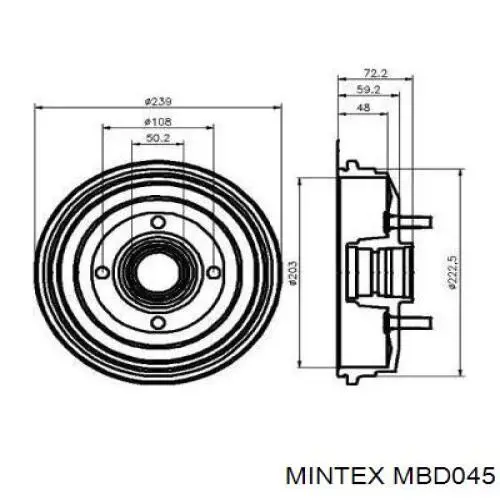 MBD045 Mintex барабан тормозной задний