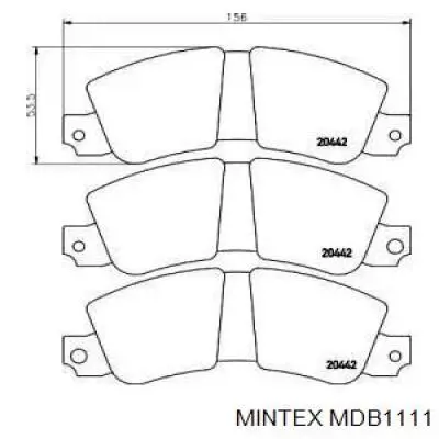 Передние тормозные колодки MDB1111 Mintex