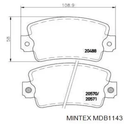 Передние тормозные колодки MDB1143 Mintex