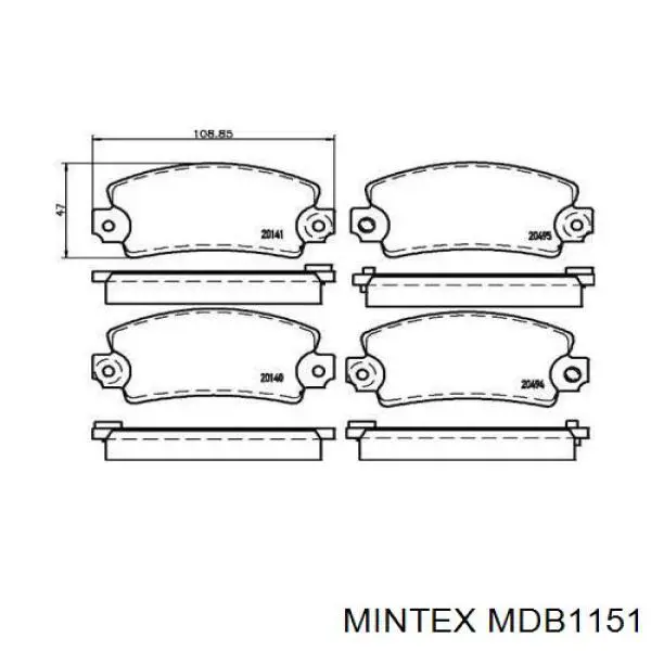 MDB1151 Mintex передние тормозные колодки