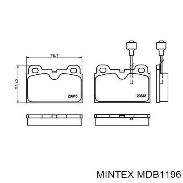 Передние тормозные колодки MDB1196 Mintex