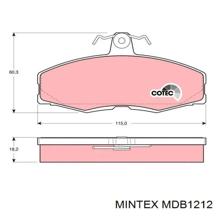 Колодки гальмівні передні, дискові MDB1212 Mintex