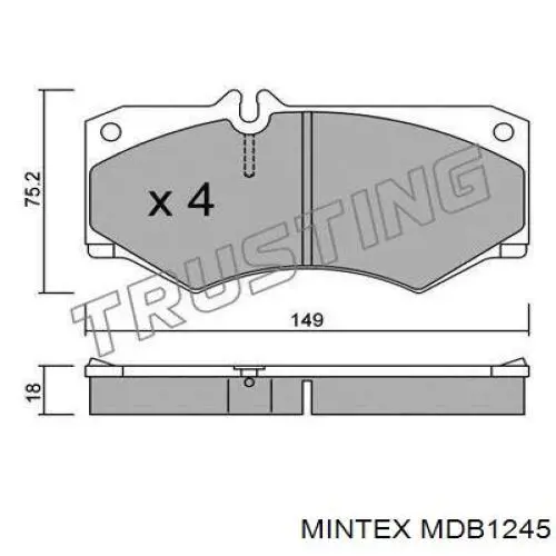 Колодки гальмівні передні, дискові MDB1245 Mintex