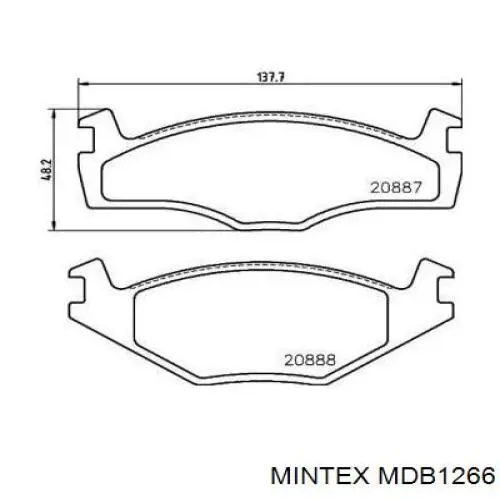 MDB1266 Mintex колодки тормозные передние дисковые