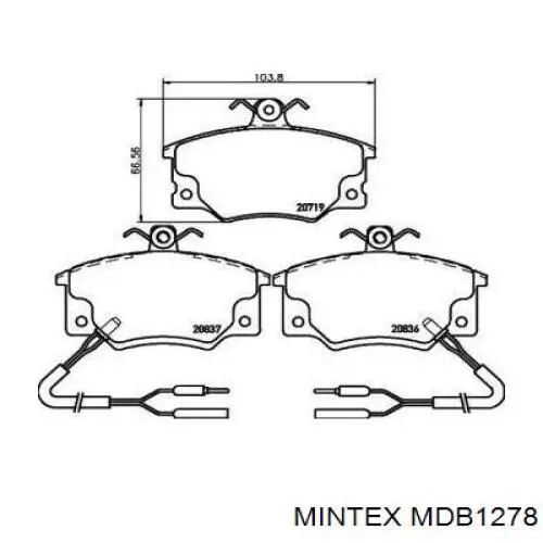 Передние тормозные колодки MDB1278 Mintex