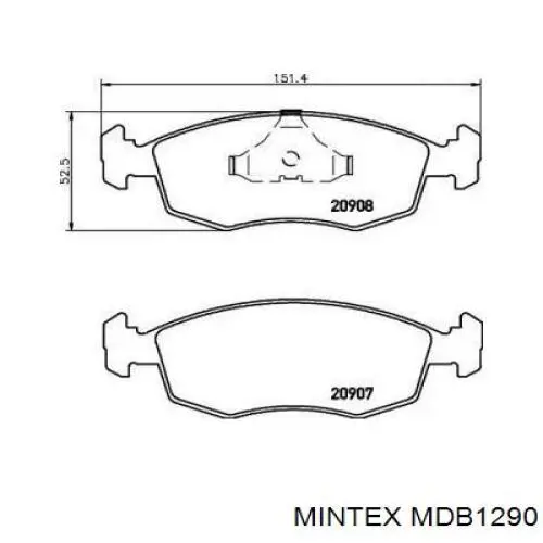 Колодки гальмівні передні, дискові MDB1290 Mintex